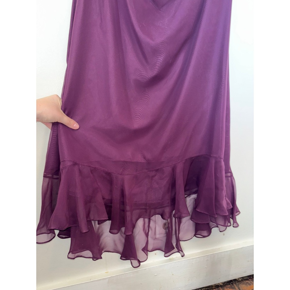 Vintage Deadstock Y2K Bridesmaid Dress Eggplant Beaded Strapless Ruffle Sz 14 - Picture 11 of 13